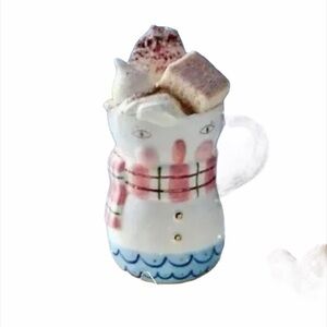 Anthropologie BIRCANFOX Joyeux Noel Snowman Mug 18oz Coffee Latte Cocoa